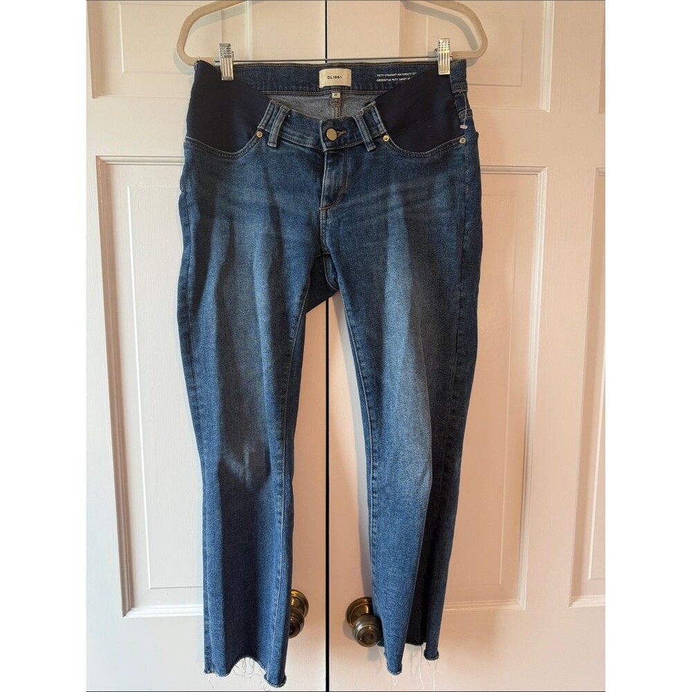 DL1961 Patti Straight Maternity Dark Blue Elastic Waist Sz 27